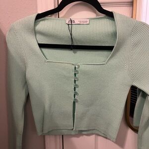 Knit mint Zara crop top